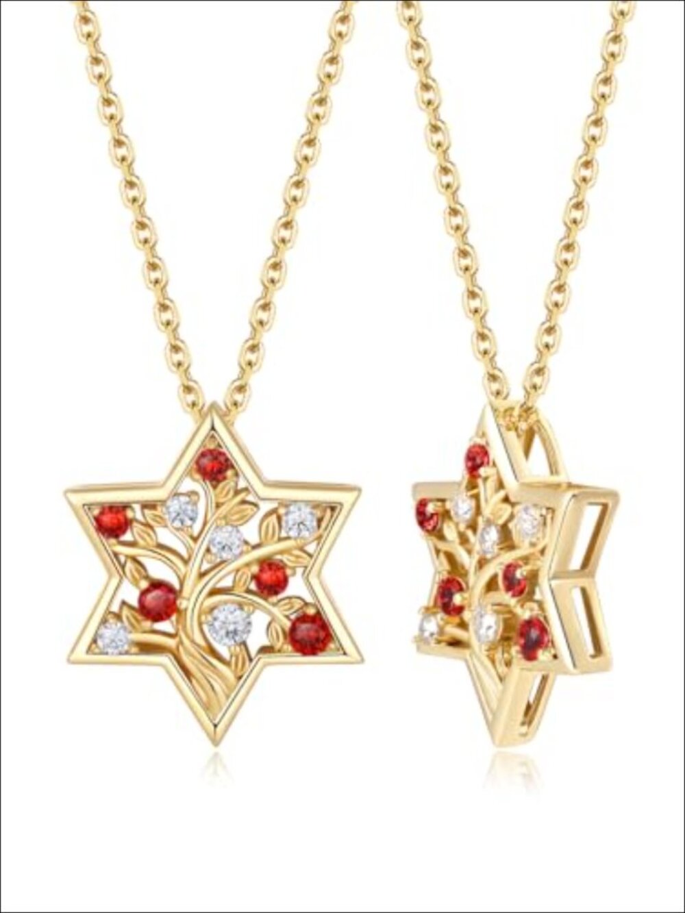 Moissanite Tree of Life Pendant Necklace 925 Sterling Silver Yellow Gold Plated